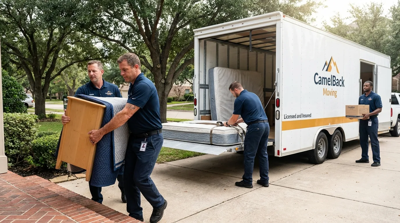 Crew loading residential truck for cross-state move from Holden, MO